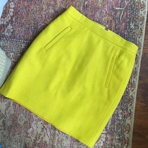 J crew wool yellow skirt with pockets